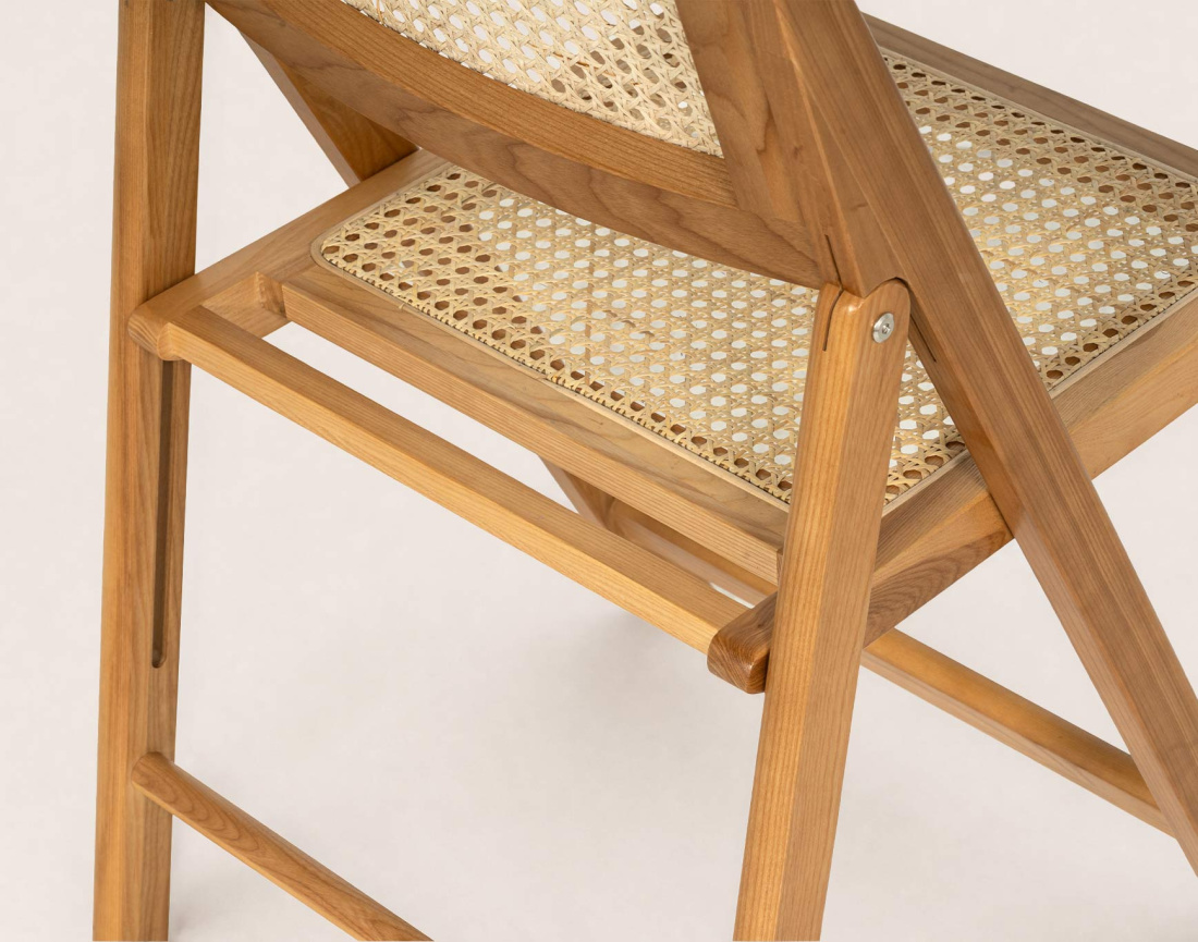 Lot de 2 chaises LORENZO pliantes frêne massif et cannage | Best Mobilier