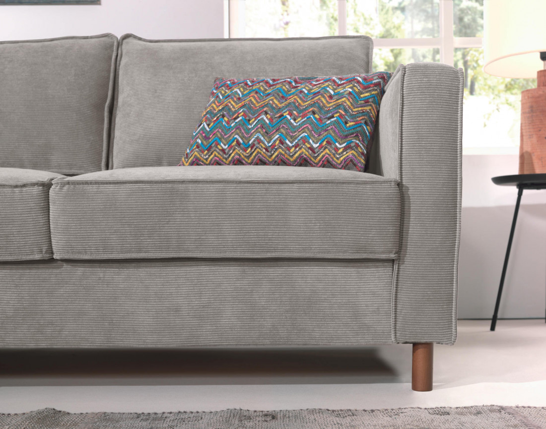 Canapé d'angle gauche convertible 5 places en velours côtelé Jake