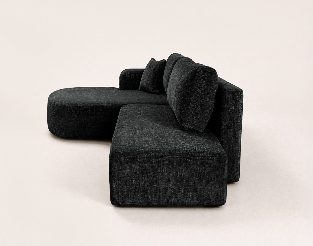 Canapé MIRO d'angle gauche 4 places convertible avec coffre sans accoudoirs en velours texturé | Best Mobilier