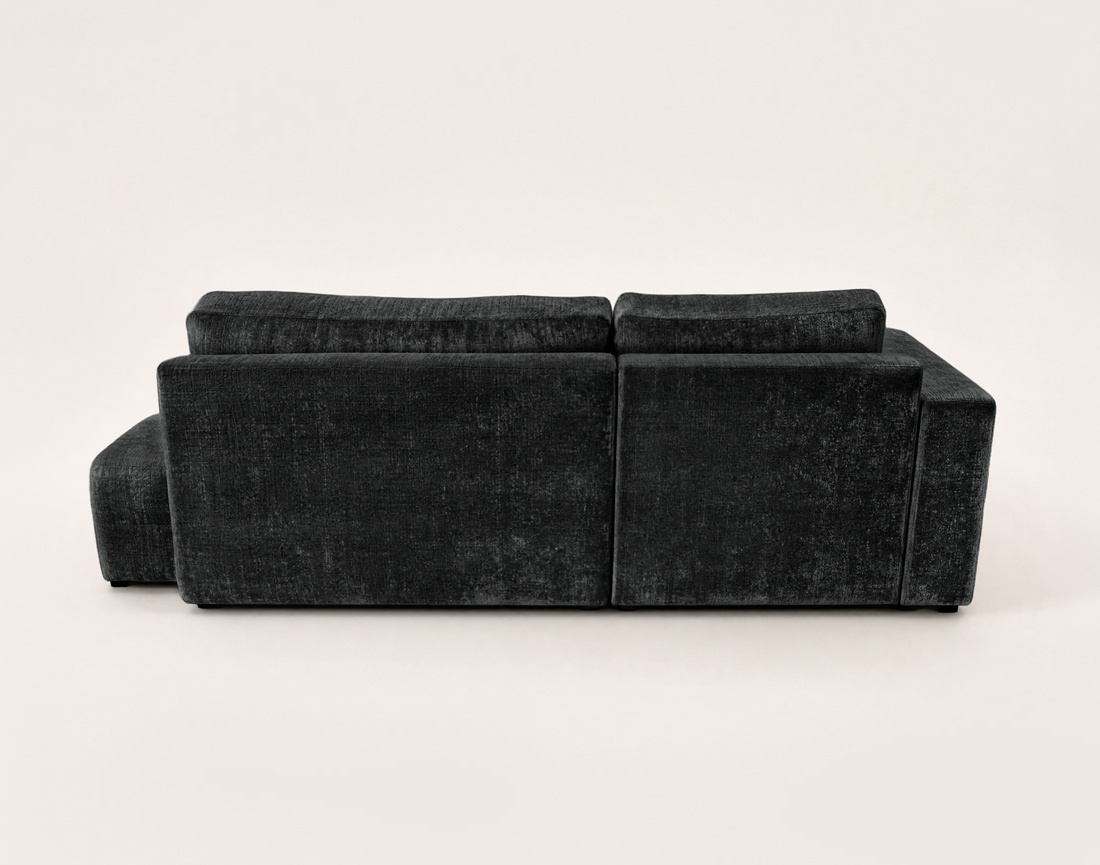 Canapé MIRO d'angle gauche 4 places convertible avec coffre sans accoudoirs en velours texturé | Best Mobilier