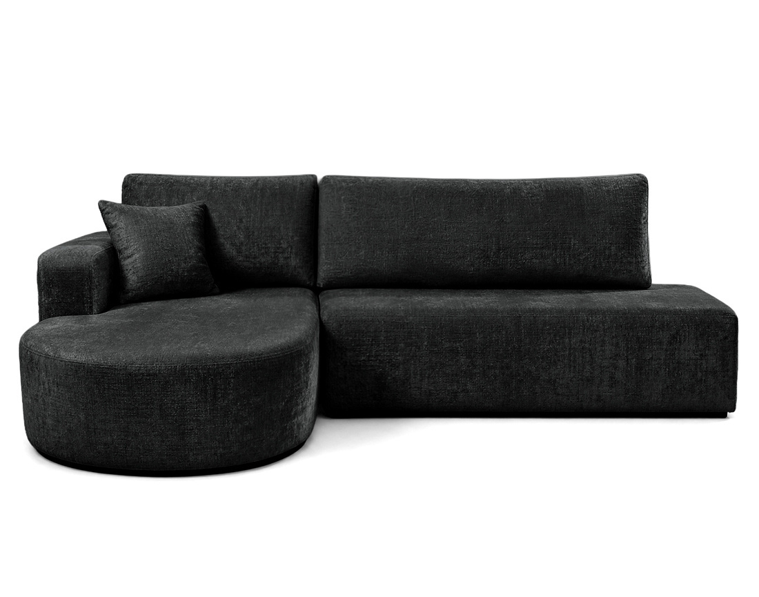 Canapé MIRO d'angle gauche 4 places convertible avec coffre sans accoudoirs en velours texturé | Best Mobilier