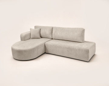 Canapé MIRO d'angle gauche 4 places convertible avec coffre sans accoudoirs en velours texturé | Best Mobilier