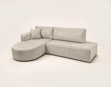 Canapé MIRO d'angle gauche 4 places convertible avec coffre sans accoudoirs en velours texturé | Best Mobilier