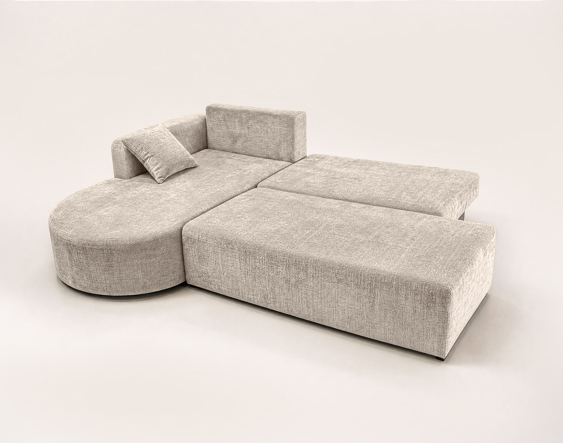Canapé MIRO d'angle gauche 4 places convertible avec coffre sans accoudoirs en velours texturé | Best Mobilier