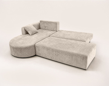 Canapé MIRO d'angle gauche 4 places convertible avec coffre sans accoudoirs en velours texturé | Best Mobilier