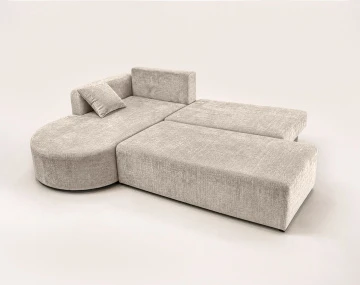 Canapé MIRO d'angle gauche 4 places convertible avec coffre sans accoudoirs en velours texturé | Best Mobilier