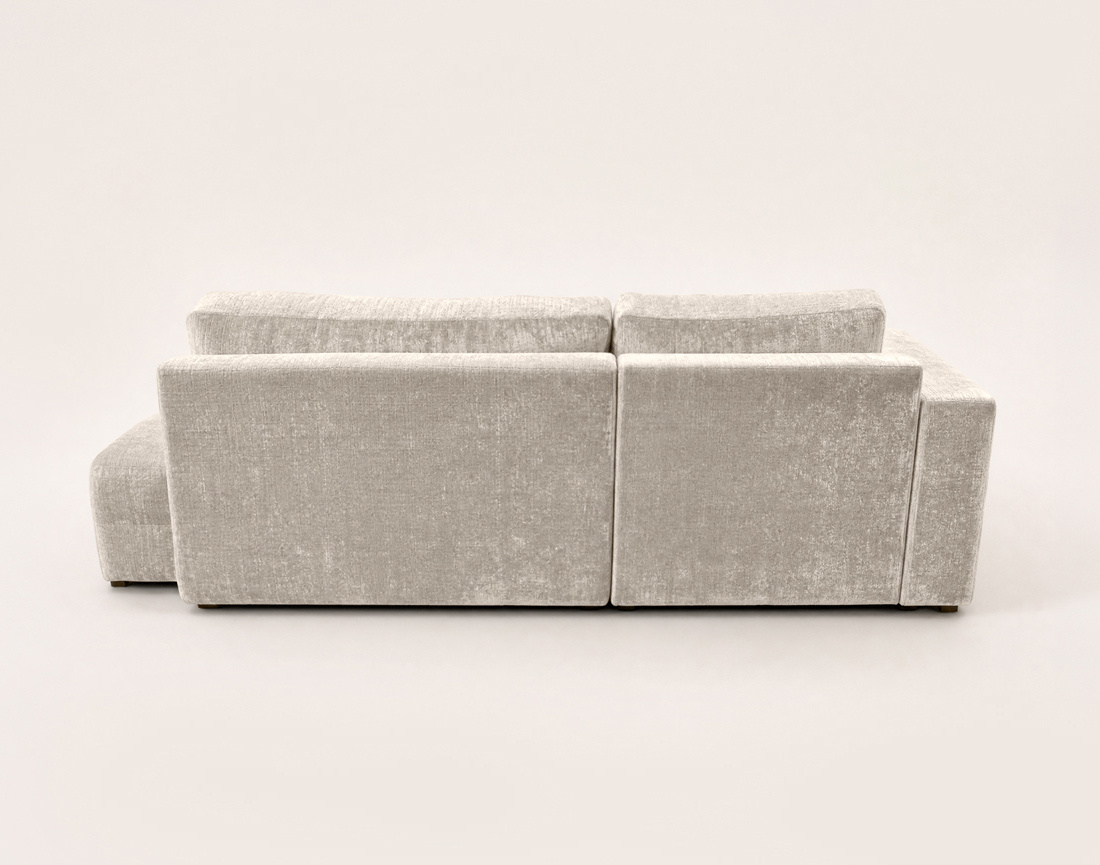 Canapé MIRO d'angle gauche 4 places convertible avec coffre sans accoudoirs en velours texturé | Best Mobilier