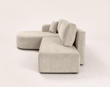 Canapé MIRO d'angle gauche 4 places convertible avec coffre sans accoudoirs en velours texturé | Best Mobilier