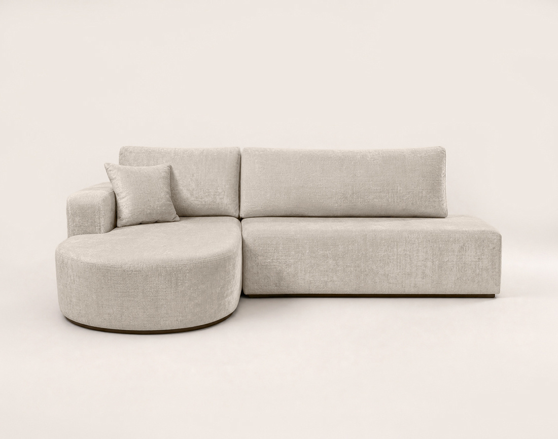 Canapé MIRO d'angle gauche 4 places convertible avec coffre sans accoudoirs en velours texturé | Best Mobilier