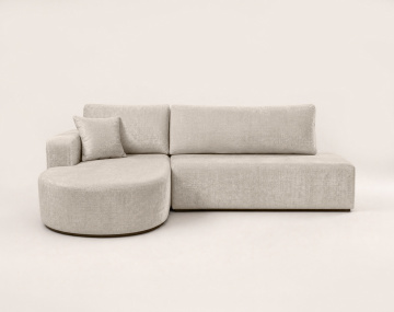 Canapé MIRO d'angle gauche 4 places convertible avec coffre sans accoudoirs en velours texturé | Best Mobilier
