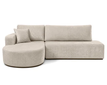 Canapé MIRO d'angle gauche 4 places convertible avec coffre sans accoudoirs en velours texturé | Best Mobilier