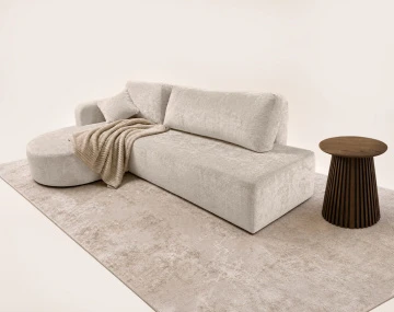 Canapé MIRO d'angle gauche 4 places convertible avec coffre sans accoudoirs en velours texturé | Best Mobilier