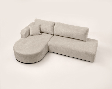 Canapé MIRO d'angle gauche 4 places convertible avec coffre sans accoudoirs en velours texturé | Best Mobilier