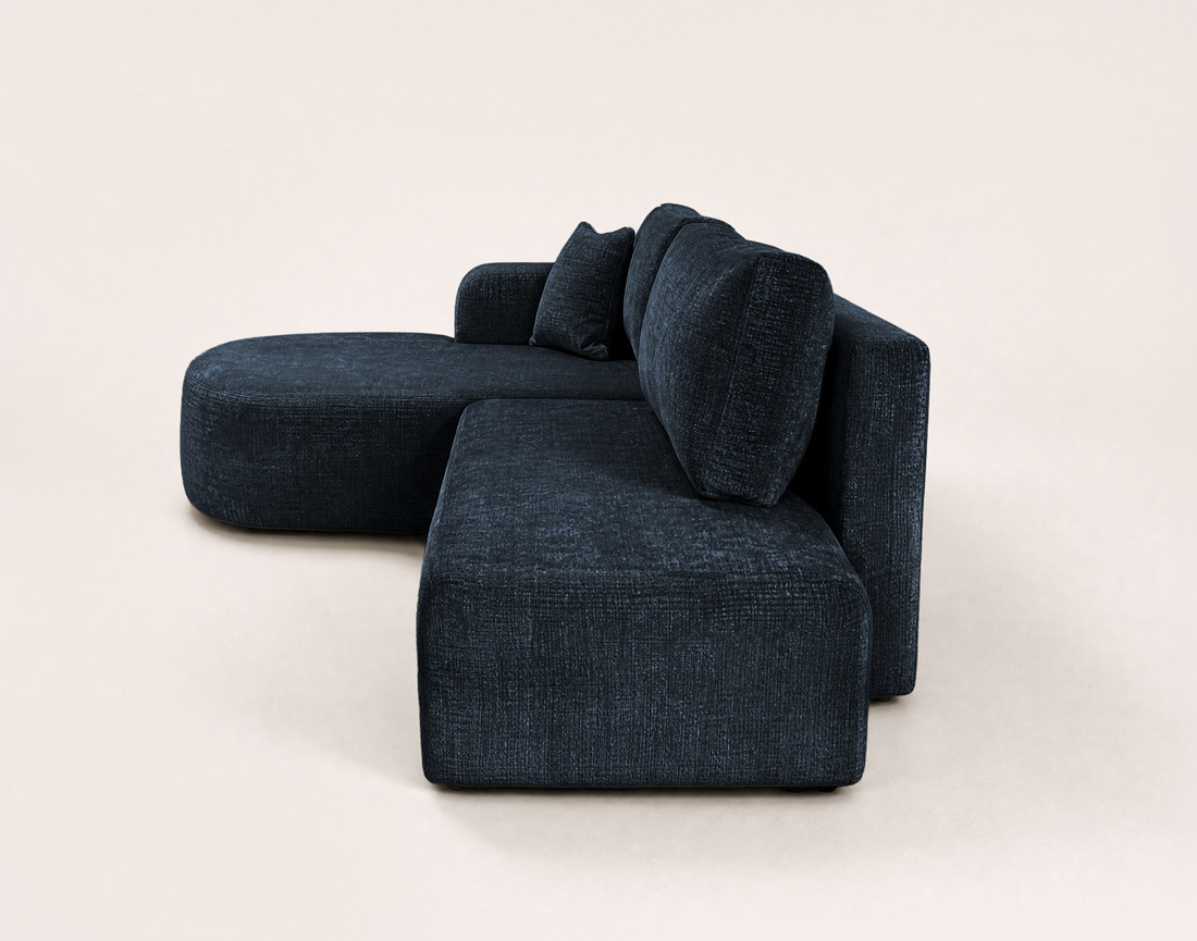 Canapé MIRO d'angle gauche 4 places convertible avec coffre sans accoudoirs en velours texturé | Best Mobilier