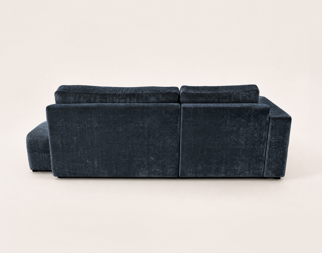 Canapé MIRO d'angle gauche 4 places convertible avec coffre sans accoudoirs en velours texturé | Best Mobilier