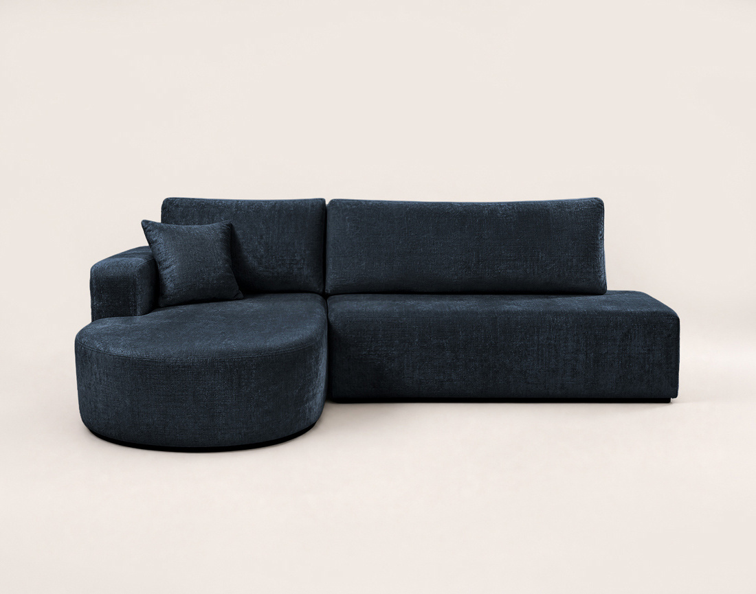 Canapé MIRO d'angle gauche 4 places convertible avec coffre sans accoudoirs en velours texturé | Best Mobilier