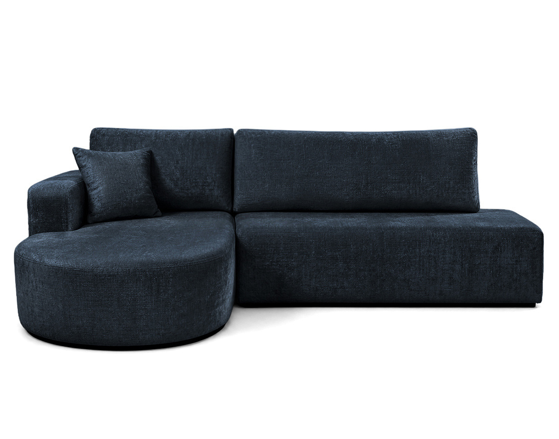 Canapé MIRO d'angle gauche 4 places convertible avec coffre sans accoudoirs en velours texturé | Best Mobilier