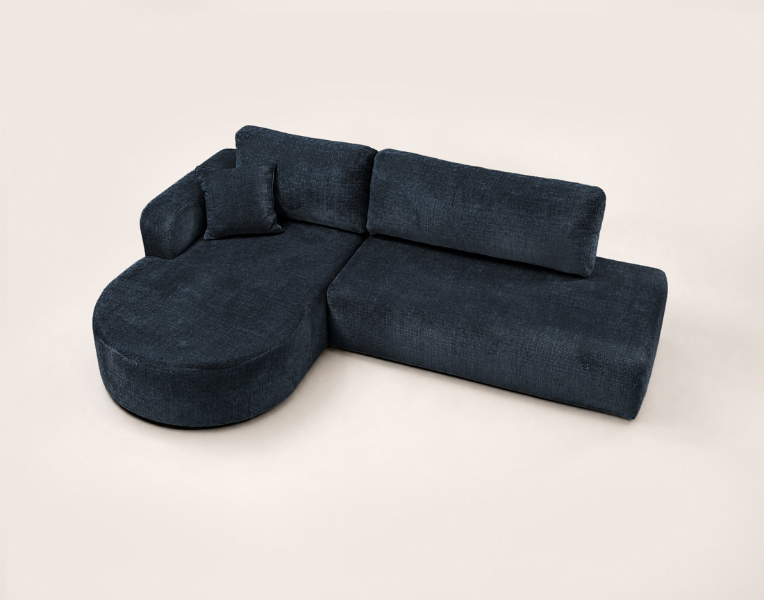 Canapé MIRO d'angle gauche 4 places convertible avec coffre sans accoudoirs en velours texturé | Best Mobilier