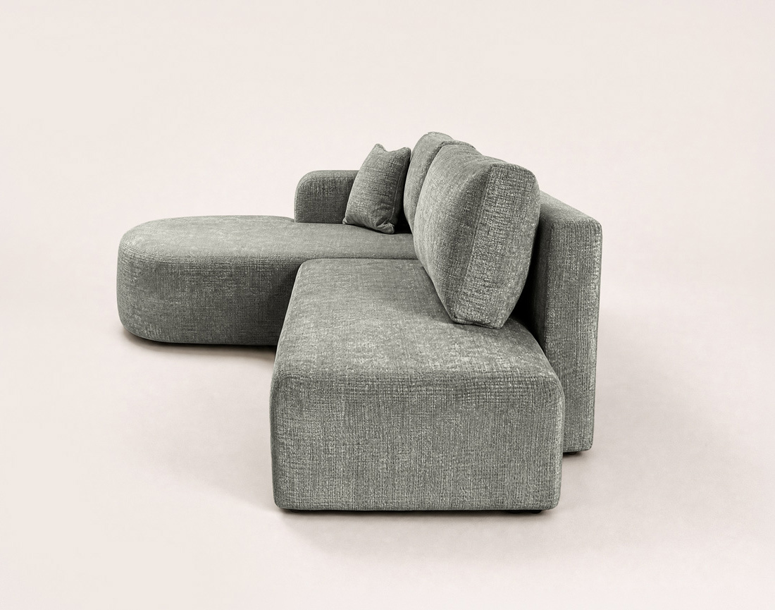 Canapé MIRO d'angle gauche 4 places convertible avec coffre sans accoudoirs en velours texturé | Best Mobilier