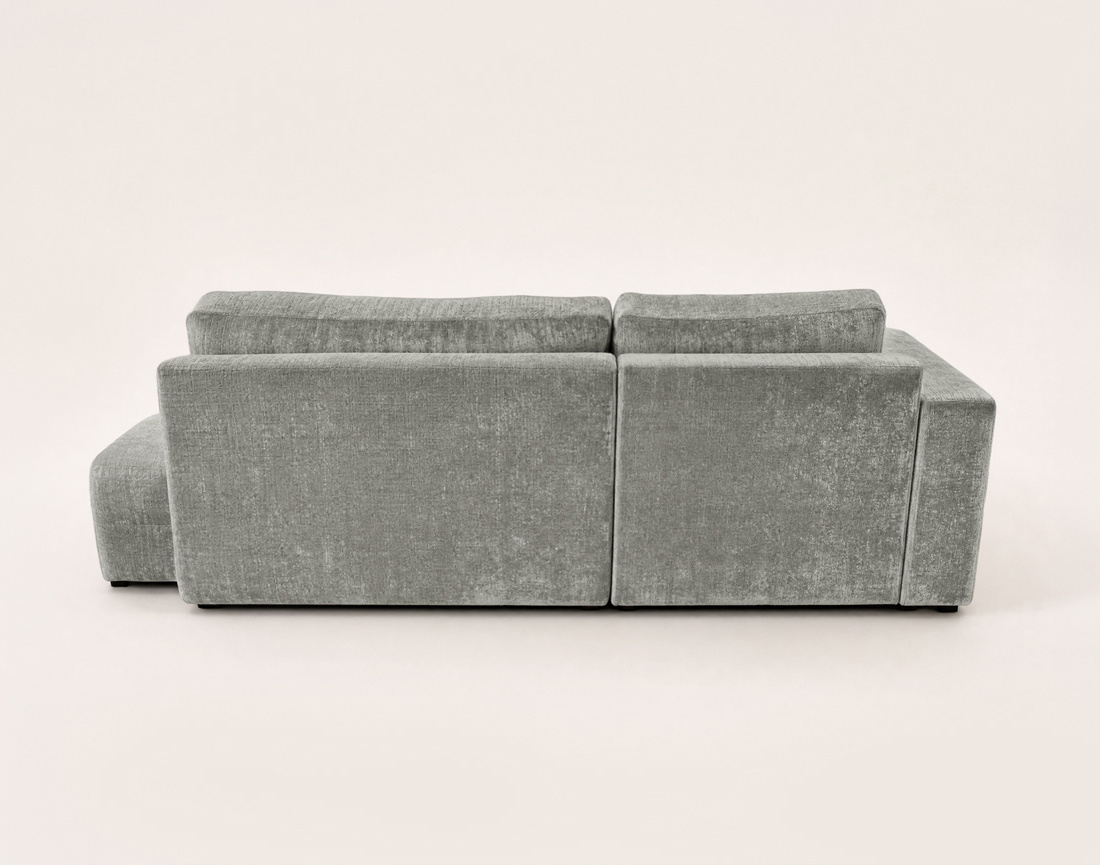 Canapé MIRO d'angle gauche 4 places convertible avec coffre sans accoudoirs en velours texturé | Best Mobilier