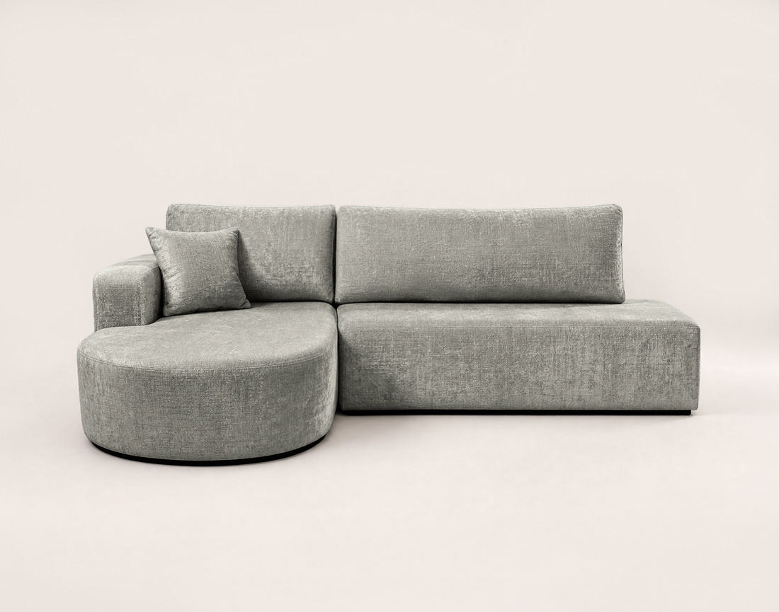 Canapé MIRO d'angle gauche 4 places convertible avec coffre sans accoudoirs en velours texturé | Best Mobilier