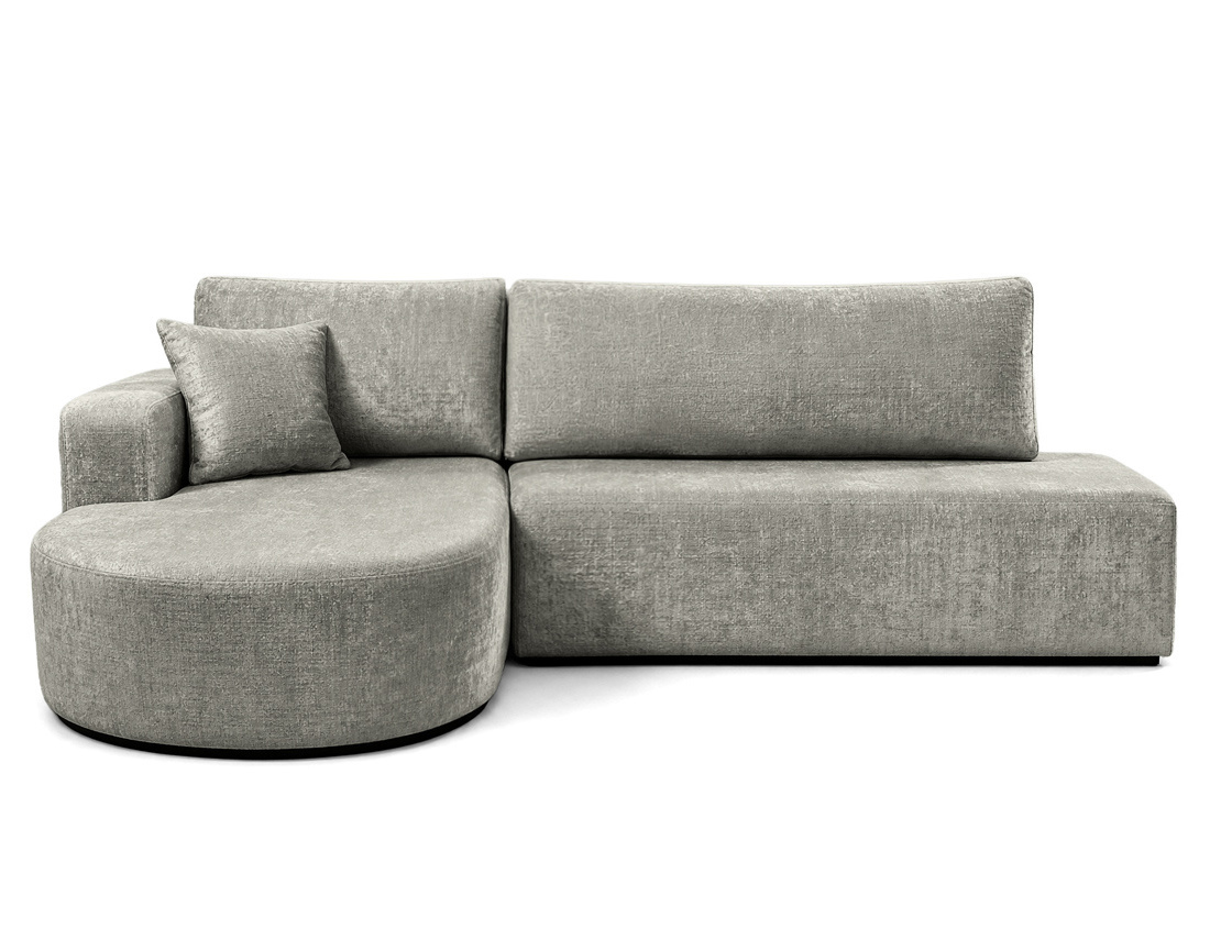 Canapé MIRO d'angle gauche 4 places convertible avec coffre sans accoudoirs en velours texturé | Best Mobilier