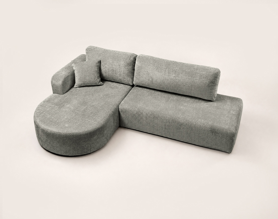 Canapé MIRO d'angle gauche 4 places convertible avec coffre sans accoudoirs en velours texturé | Best Mobilier