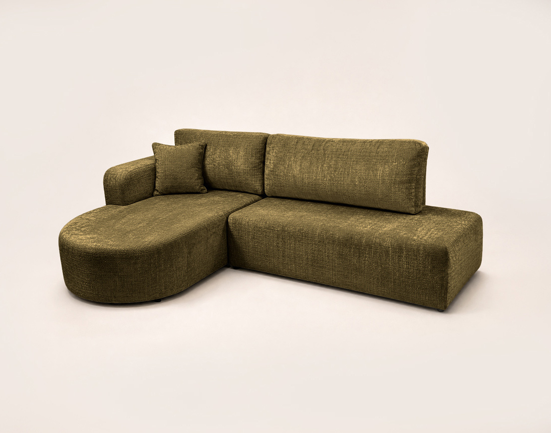 Canapé MIRO d'angle gauche 4 places convertible avec coffre sans accoudoirs en velours texturé | Best Mobilier