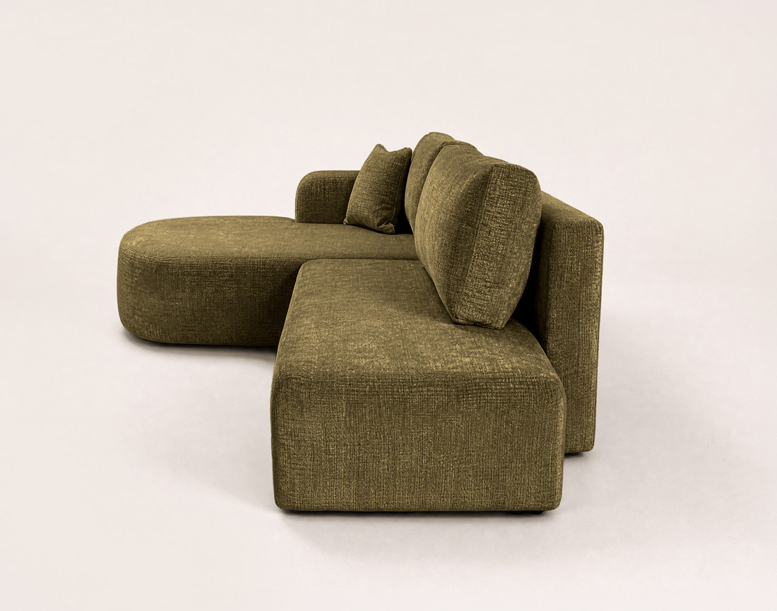Canapé MIRO d'angle gauche 4 places convertible avec coffre sans accoudoirs en velours texturé | Best Mobilier