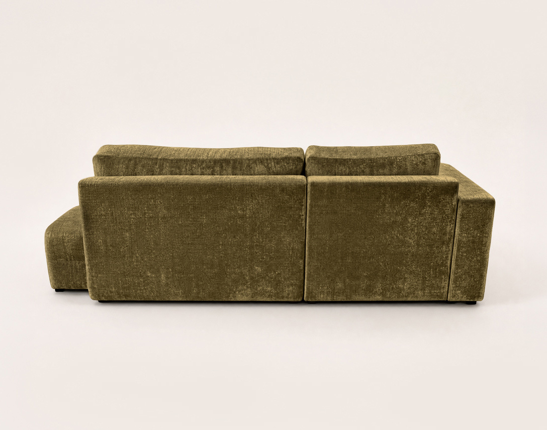 Canapé MIRO d'angle gauche 4 places convertible avec coffre sans accoudoirs en velours texturé | Best Mobilier