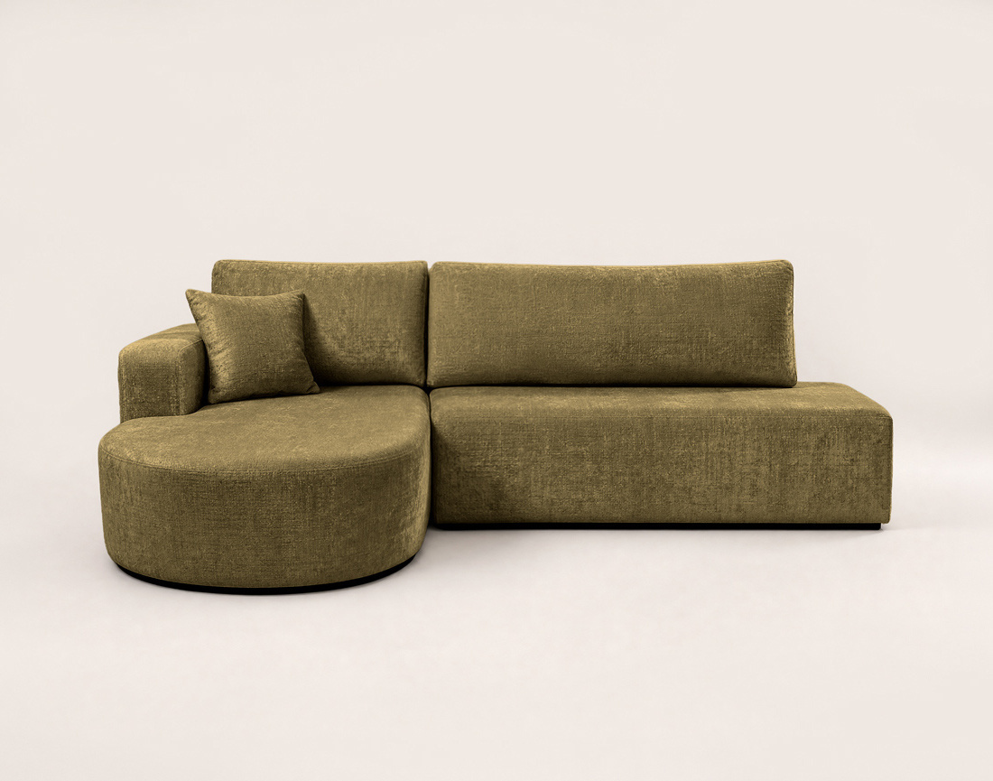 Canapé MIRO d'angle gauche 4 places convertible avec coffre sans accoudoirs en velours texturé | Best Mobilier
