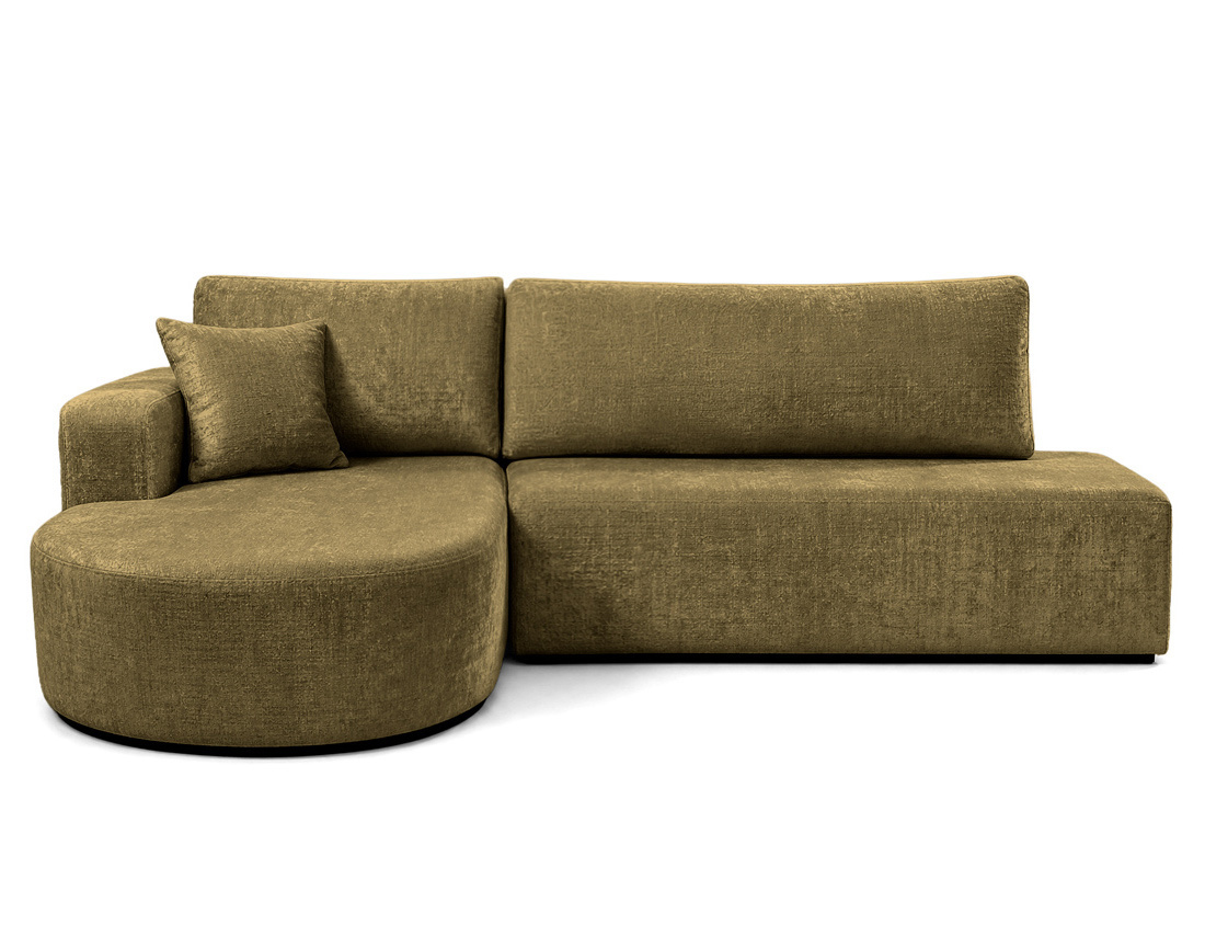 Canapé MIRO d'angle gauche 4 places convertible avec coffre sans accoudoirs en velours texturé | Best Mobilier