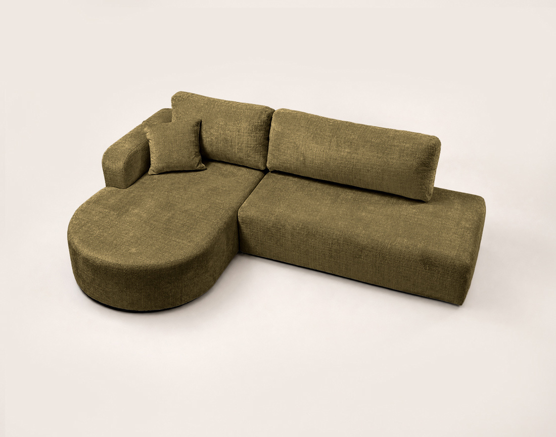 Canapé MIRO d'angle gauche 4 places convertible avec coffre sans accoudoirs en velours texturé | Best Mobilier