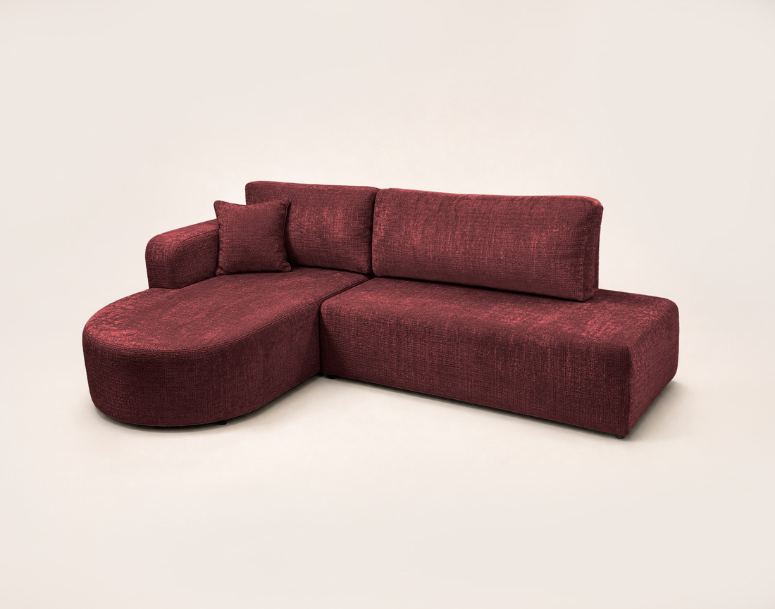 Canapé MIRO d'angle gauche 4 places convertible avec coffre sans accoudoirs en velours texturé | Best Mobilier