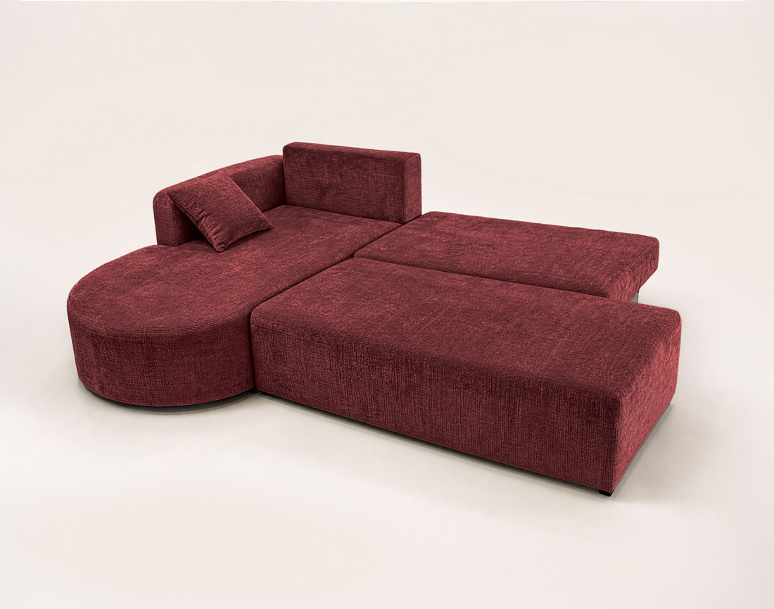 Canapé MIRO d'angle gauche 4 places convertible avec coffre sans accoudoirs en velours texturé | Best Mobilier