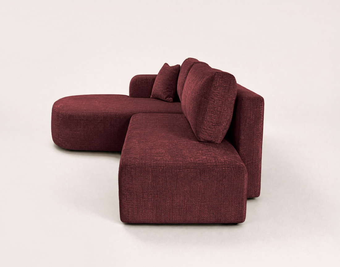 Canapé MIRO d'angle gauche 4 places convertible avec coffre sans accoudoirs en velours texturé | Best Mobilier