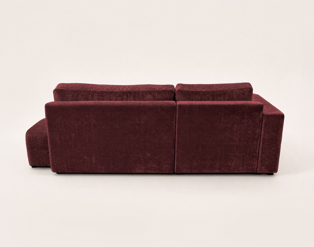 Canapé MIRO d'angle gauche 4 places convertible avec coffre sans accoudoirs en velours texturé | Best Mobilier