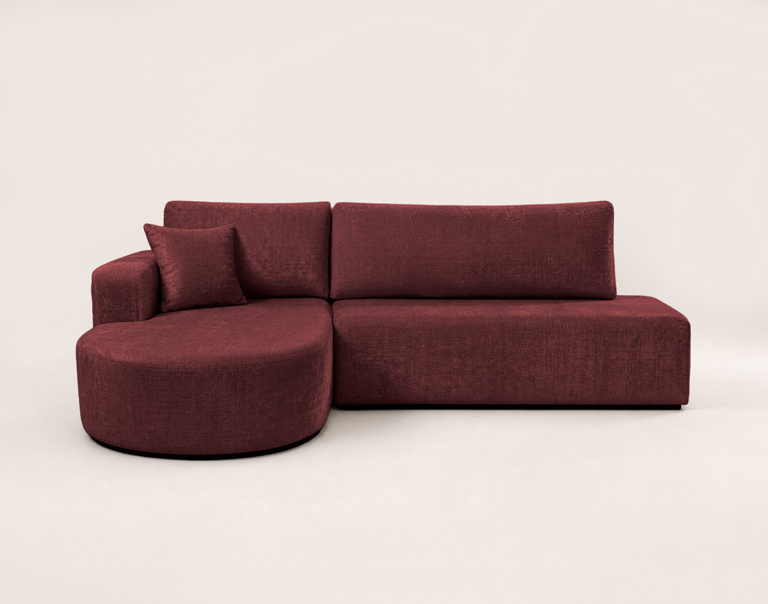 Canapé MIRO d'angle gauche 4 places convertible avec coffre sans accoudoirs en velours texturé | Best Mobilier