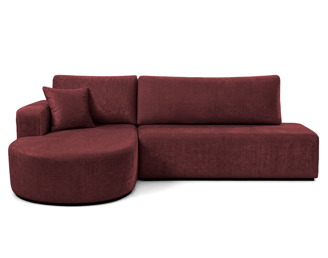 Canapé MIRO d'angle gauche 4 places convertible avec coffre sans accoudoirs en velours texturé | Best Mobilier