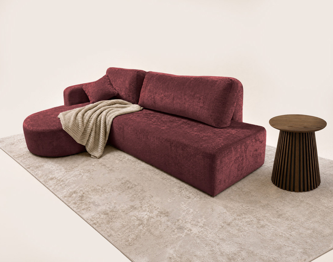 Canapé MIRO d'angle gauche 4 places convertible avec coffre sans accoudoirs en velours texturé | Best Mobilier