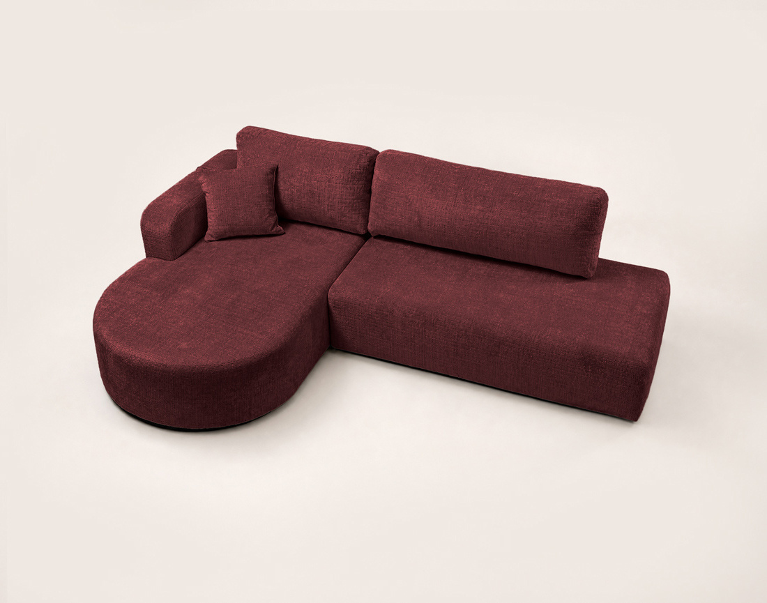 Canapé MIRO d'angle gauche 4 places convertible avec coffre sans accoudoirs en velours texturé | Best Mobilier