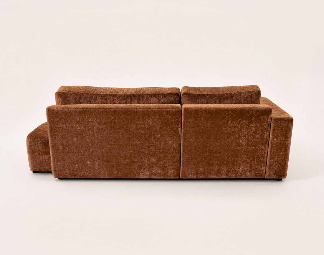 Canapé MIRO d'angle gauche 4 places convertible avec coffre sans accoudoirs en velours texturé | Best Mobilier