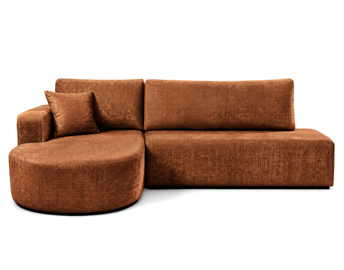 Canapé MIRO d'angle gauche 4 places convertible avec coffre sans accoudoirs en velours texturé | Best Mobilier