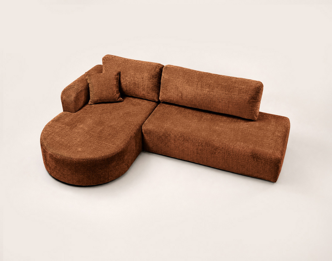 Canapé MIRO d'angle gauche 4 places convertible avec coffre sans accoudoirs en velours texturé | Best Mobilier