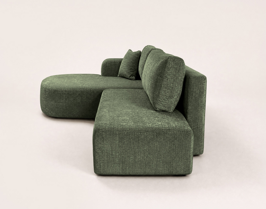 Canapé MIRO d'angle gauche 4 places convertible avec coffre sans accoudoirs en velours texturé | Best Mobilier