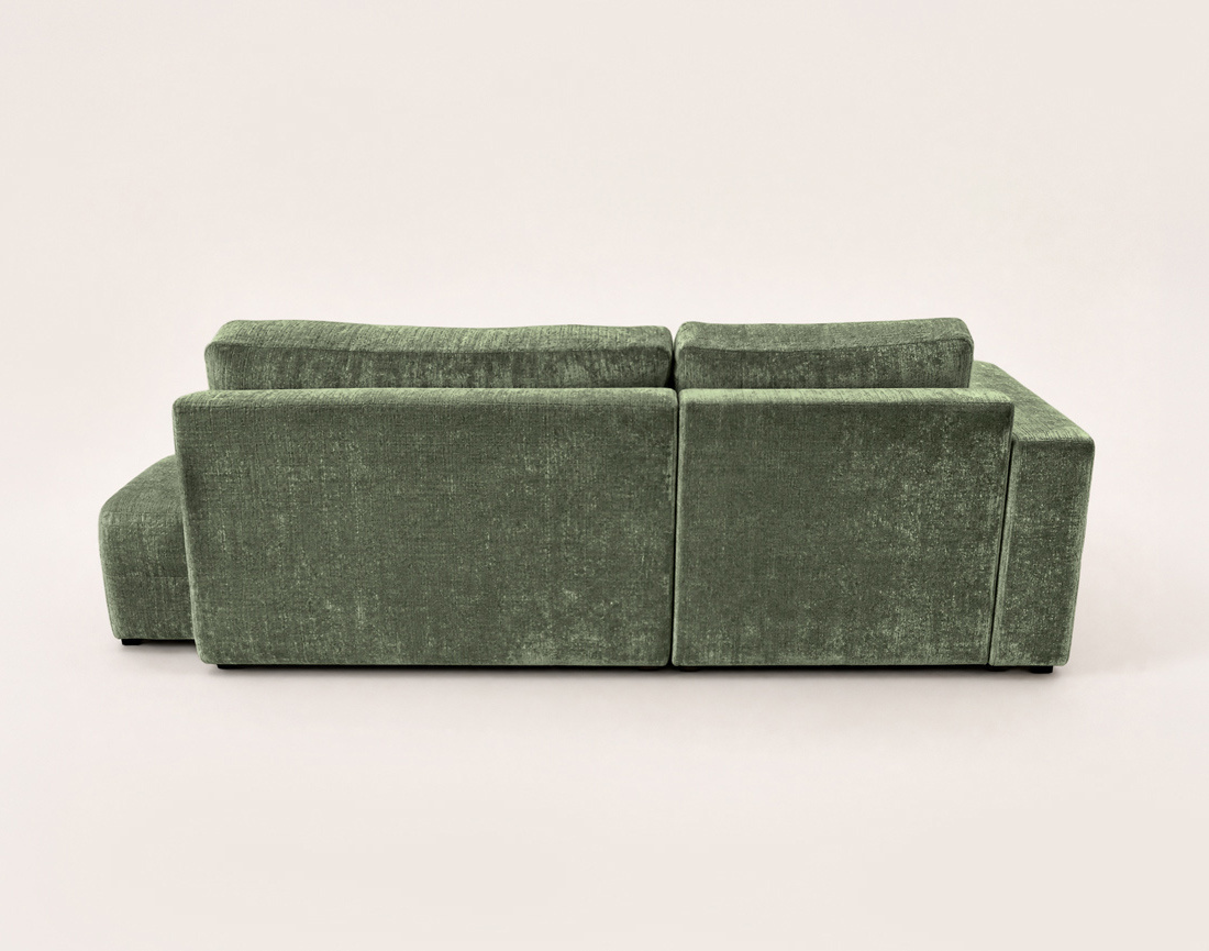 Canapé MIRO d'angle gauche 4 places convertible avec coffre sans accoudoirs en velours texturé | Best Mobilier