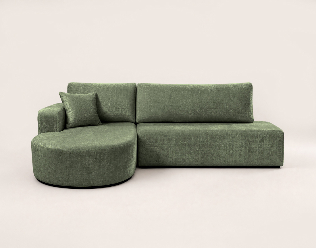 Canapé MIRO d'angle gauche 4 places convertible avec coffre sans accoudoirs en velours texturé | Best Mobilier