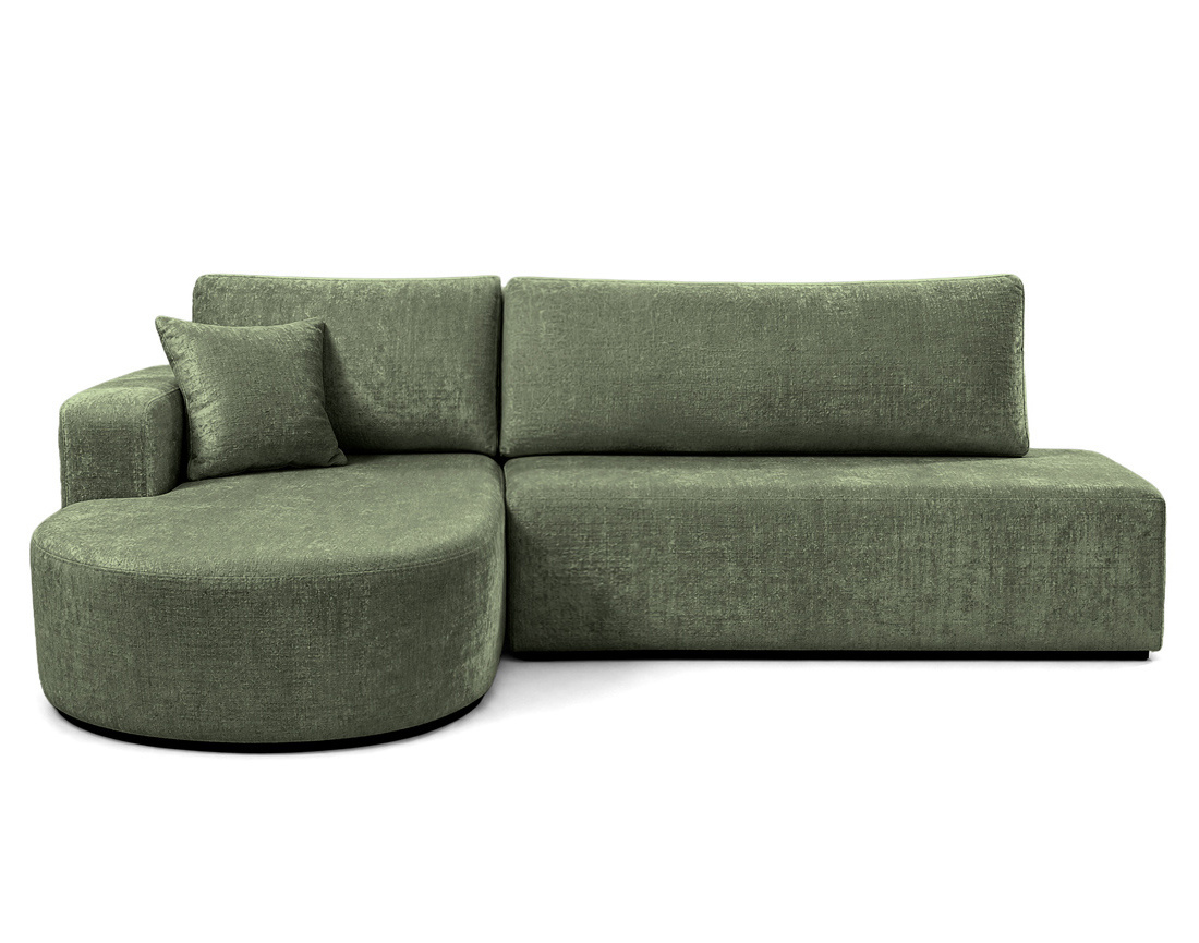 Canapé MIRO d'angle gauche 4 places convertible avec coffre sans accoudoirs en velours texturé | Best Mobilier