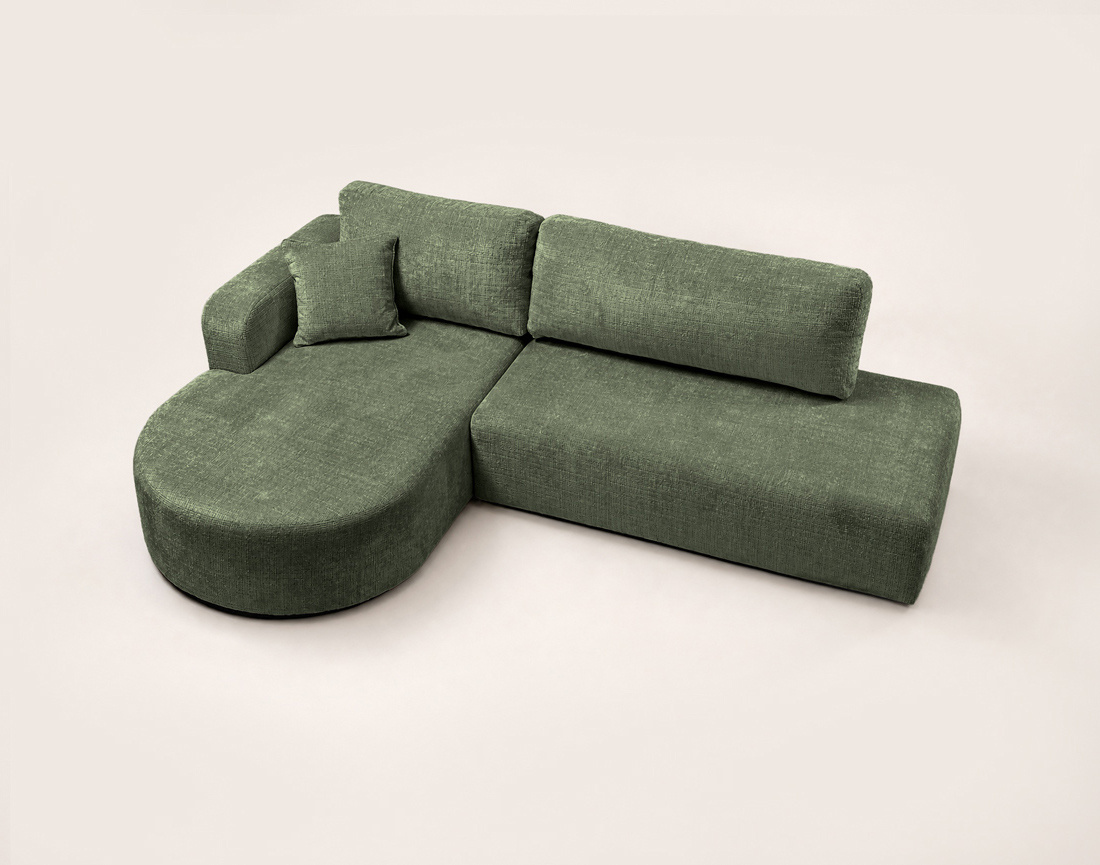 Canapé MIRO d'angle gauche 4 places convertible avec coffre sans accoudoirs en velours texturé | Best Mobilier