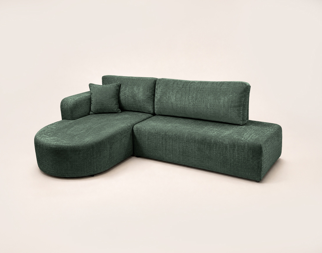 Canapé MIRO d'angle gauche 4 places convertible avec coffre sans accoudoirs en velours texturé | Best Mobilier